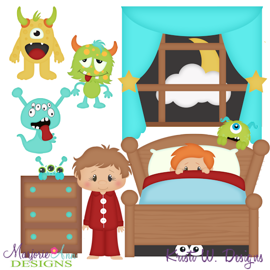 Monster Under The Bed-Boy SVG Cutting Files + Clipart - Click Image to Close